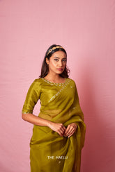 Ruhi Green Silk Blouse